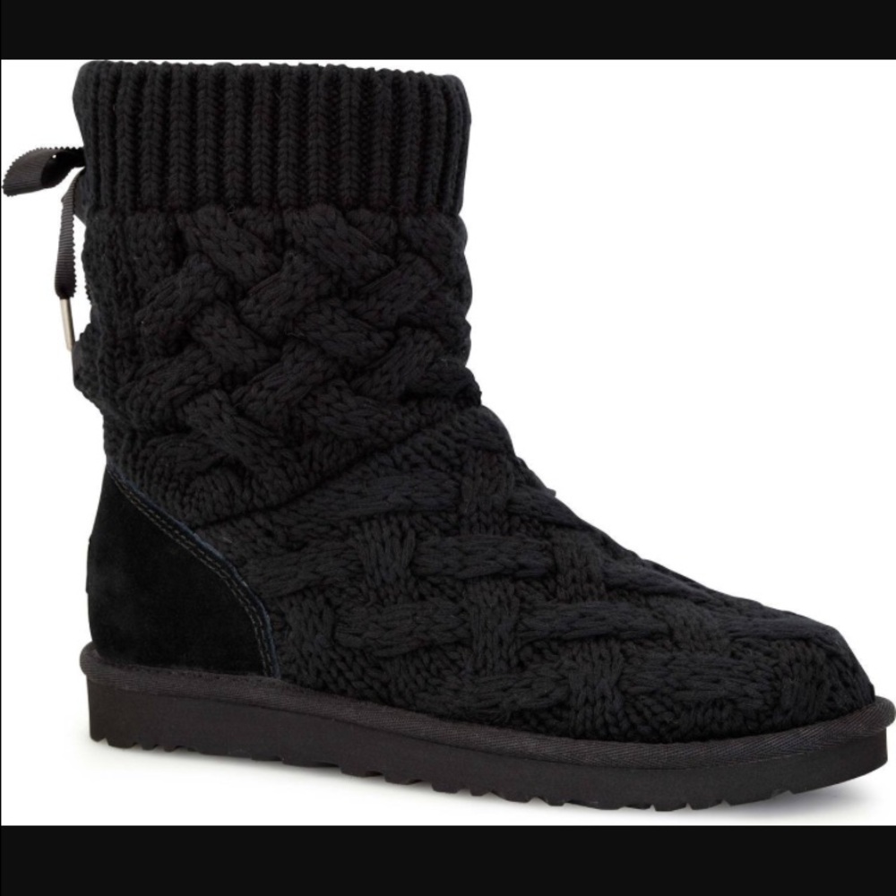 UGG Black Knit Ankle Boots